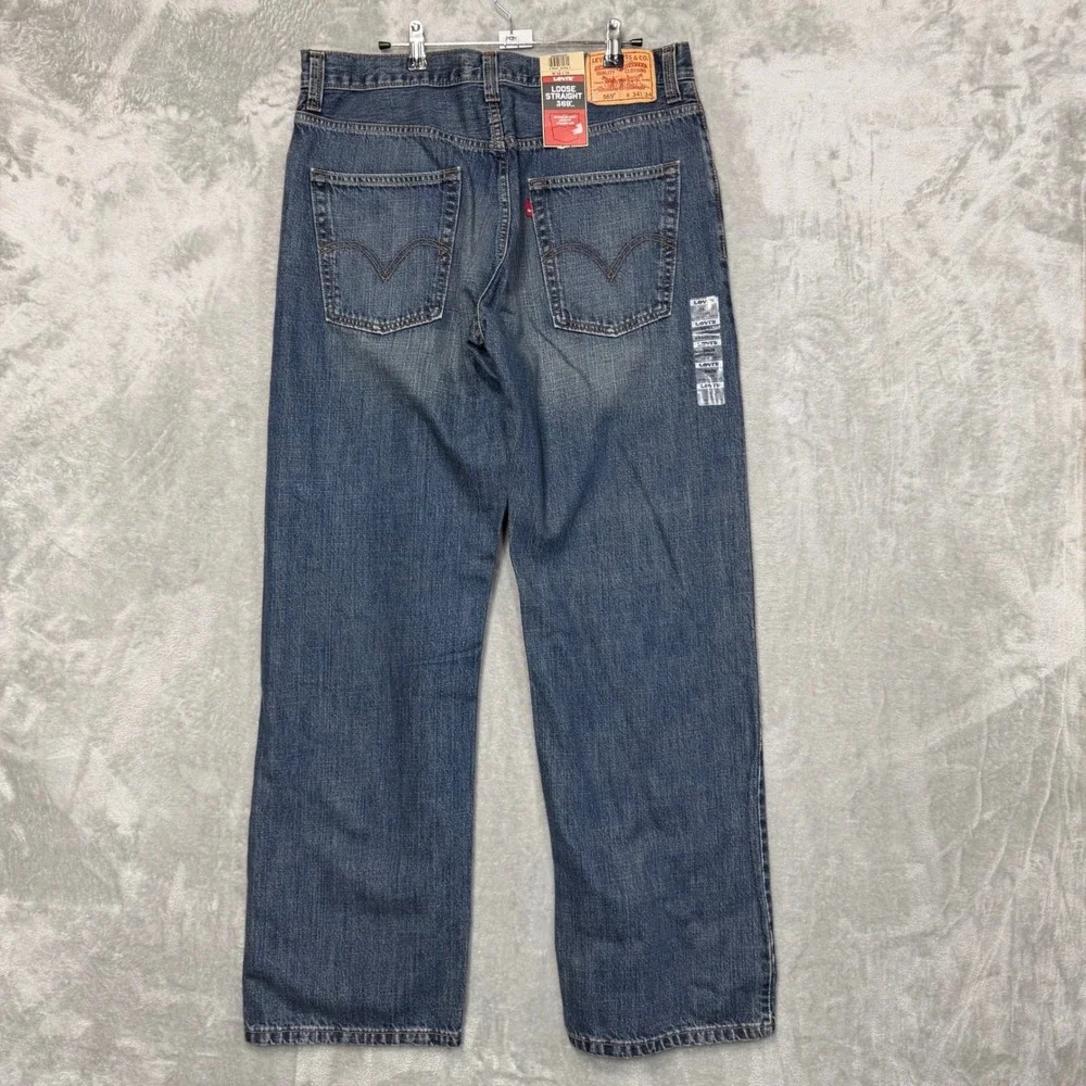 New Levi's 569 Loose Straight Jeans Mens 34x34 Blue Denim NWT Relaxed Fit